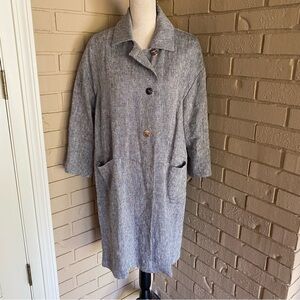 NEIRAMI 100% Linen Fully Lined Long Overcoat Made In Italy Women’s XS Designer